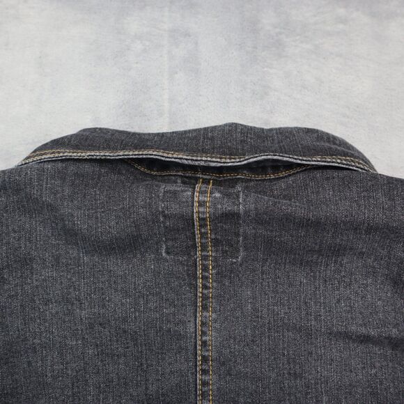 Gloria Vanderbilt Jacket Womens M Black Denim Long Sleeve Two Button Outwear - Picture 14 of 16
